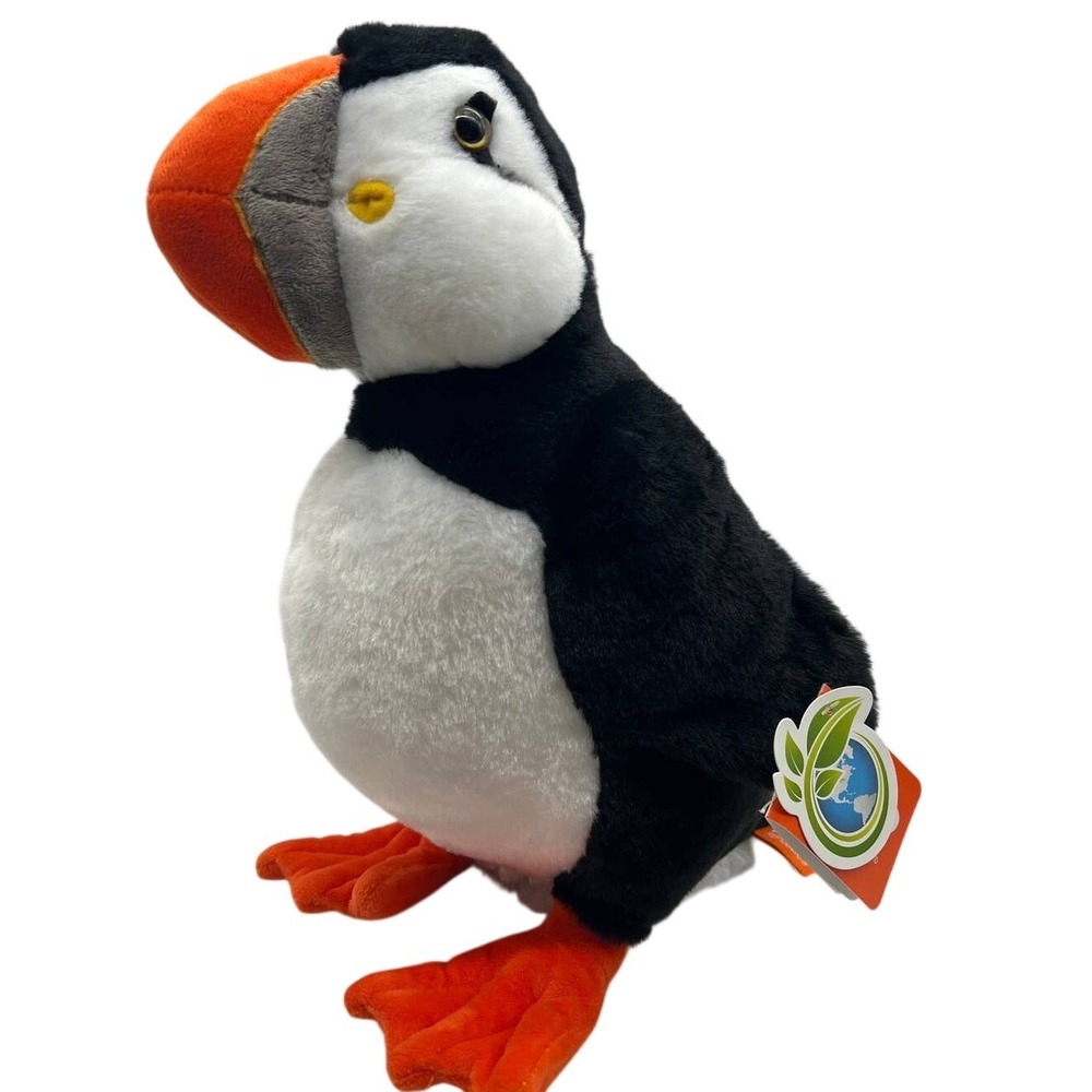 Wild Republic Ecokins Puffin Plush Stuffed Animal Recycled Fabric NWT 12" Bird